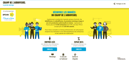 Page d'accueil de l'outil statistique sur l'emploi dans l'audiovisuel de la CNEPF et l'Afdas